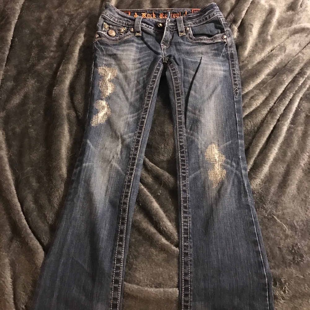 Rock Revival Women's Blue Distressed Bootcut Jeans